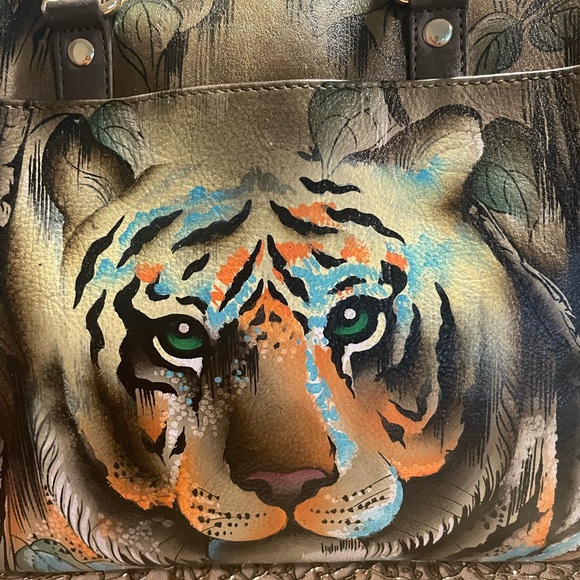 Hand painted tiger bag by Anuschka - Picture 2 of 14